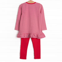 Howls of Holly Applique Legging Set, Red