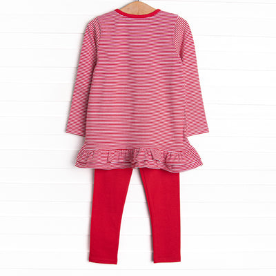 Howls of Holly Applique Legging Set, Red