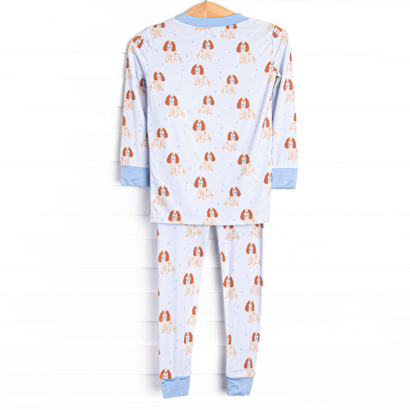 Sleepy Spaniel Bamboo Pajama Set, Blue