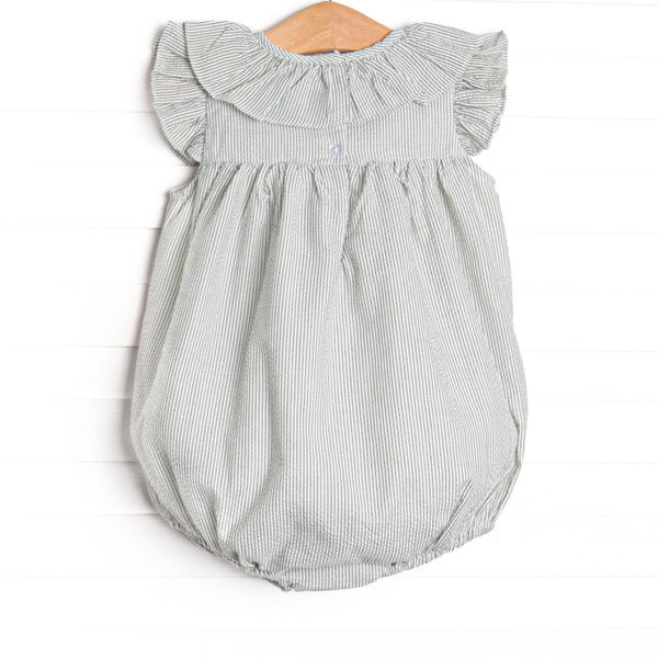 Simple Seersucker Ruffle Bubble, Sage Green
