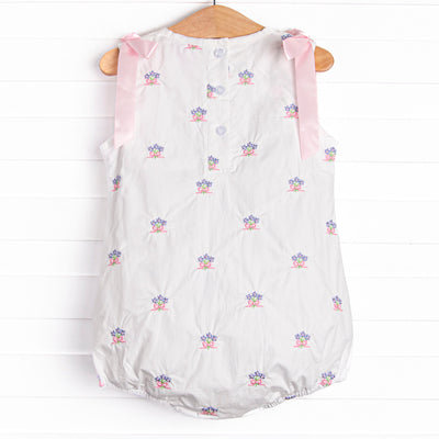 Blue Bundles Embroidered Bubble, White