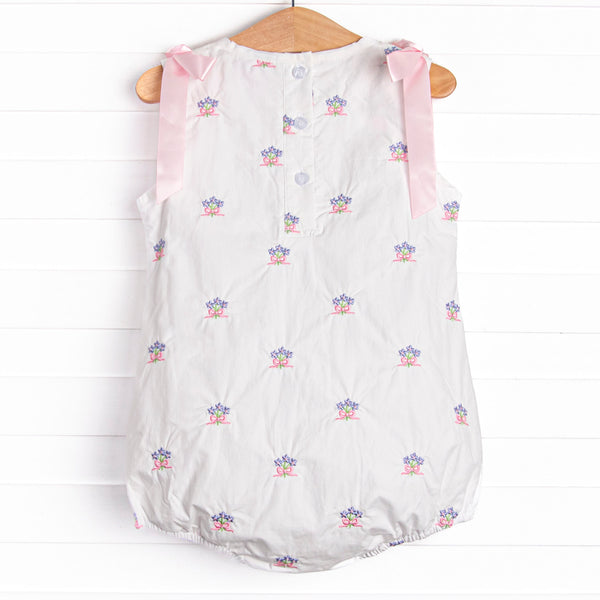 Blue Bundles Embroidered Bubble, White