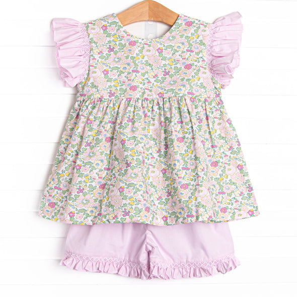 Bleu: Briar Smocked Ruffle Short Set, Pink