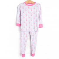 Satin Slippers Bamboo Pajama Set, Pink