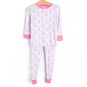 Satin Slippers Bamboo Pajama Set, Pink