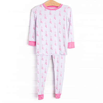 Satin Slippers Bamboo Pajama Set, Pink
