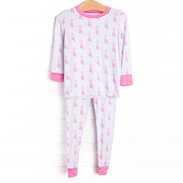 Satin Slippers Bamboo Pajama Set, Pink