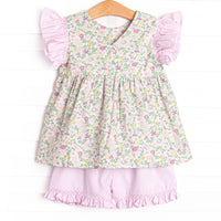Bleu: Briar Smocked Ruffle Short Set, Pink