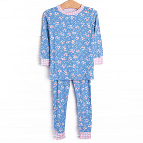 Grace Garden Bamboo Pajama Set, Blue