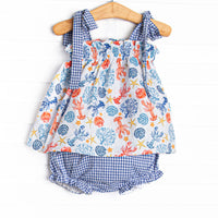 Coral Reef Crustacean Diaper Set, Blue