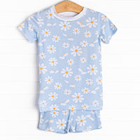 Daisy Daydream Bamboo Pajama Short Set, Blue