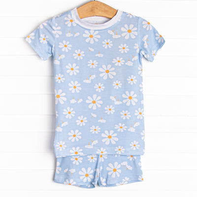 Daisy Daydream Bamboo Pajama Short Set, Blue