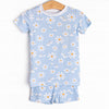 Daisy Daydream Bamboo Pajama Short Set, Blue