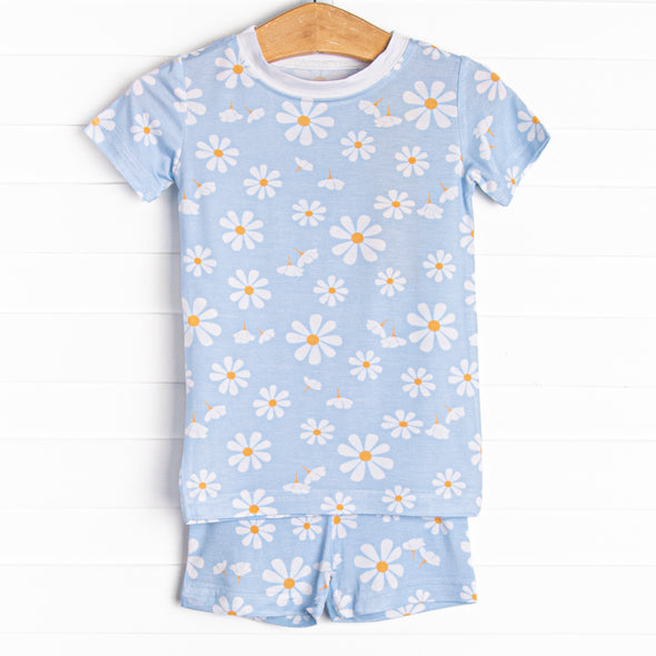 Daisy Daydream Bamboo Pajama Short Set, Blue