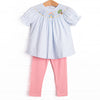 Amusement Park Adventures Smocked Legging Set, Blue Seersucker