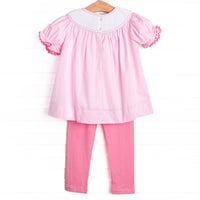 Charming Treats Smocked Legging Set, Pink Gingham