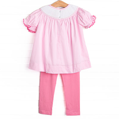 Charming Treats Smocked Legging Set, Pink Gingham