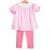 Charming Treats Smocked Legging Set, Pink Gingham