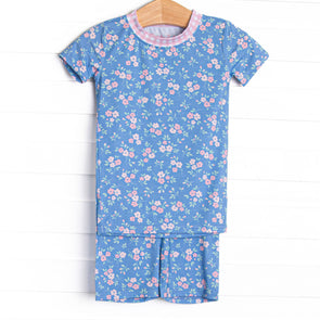 Grace Garden Bamboo Pajama Short Set, Blue
