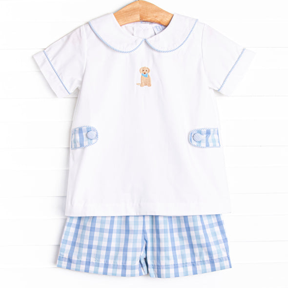 Bleu: Conway Embroidered Short Set, Blue