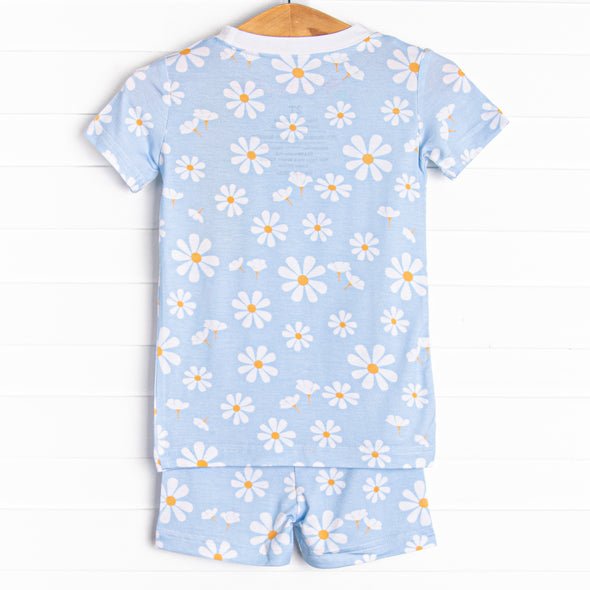 Daisy Daydream Bamboo Pajama Short Set, Blue