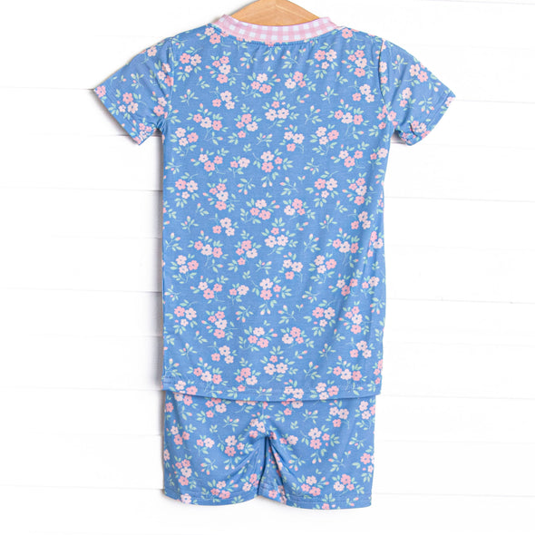 Grace Garden Bamboo Pajama Short Set, Blue