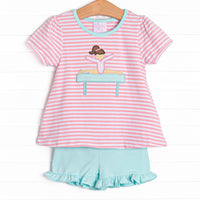 Balance Beam Applique Short Set, Pink