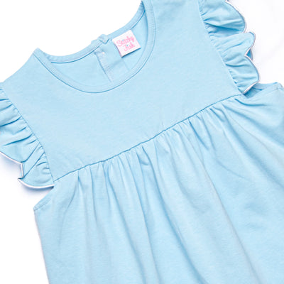 In the Grove Scalloped Ruffle Short Set, Blue