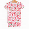 Strawberry Blossom Bamboo Pajama Short Set, Pink