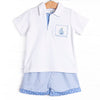 Bleu: Berkley Smocked Short Set, Blue