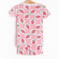 Strawberry Blossom Bamboo Pajama Short Set, Pink