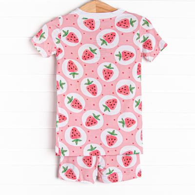 Strawberry Blossom Bamboo Pajama Short Set, Pink