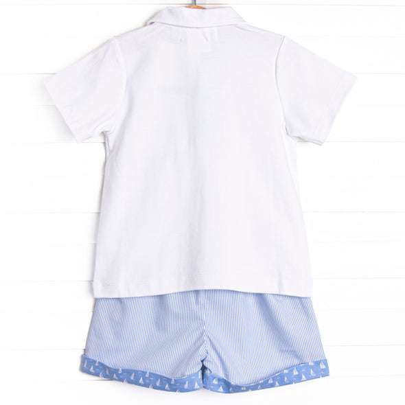 Bleu: Berkley Smocked Short Set, Blue