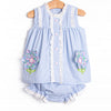 Bleu: Louise Applique Diaper Set, Blue