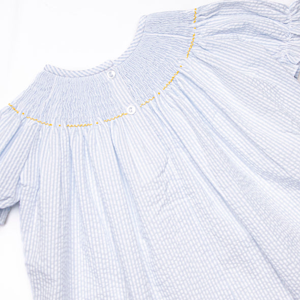 Amusement Park Adventures Smocked Legging Set, Blue Seersucker