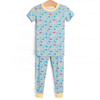 Jurassic Journey Bamboo Pajama Short Sleeve Set, Green