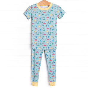Jurassic Journey Bamboo Pajama Short Sleeve Set, Green