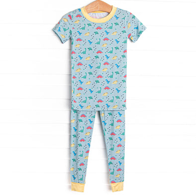Jurassic Journey Bamboo Pajama Short Sleeve Set, Green