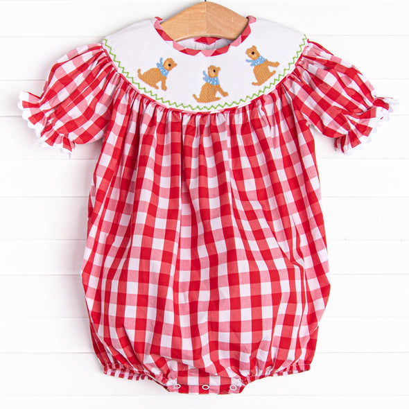 Lovable Lab Smocked Bubble, Red