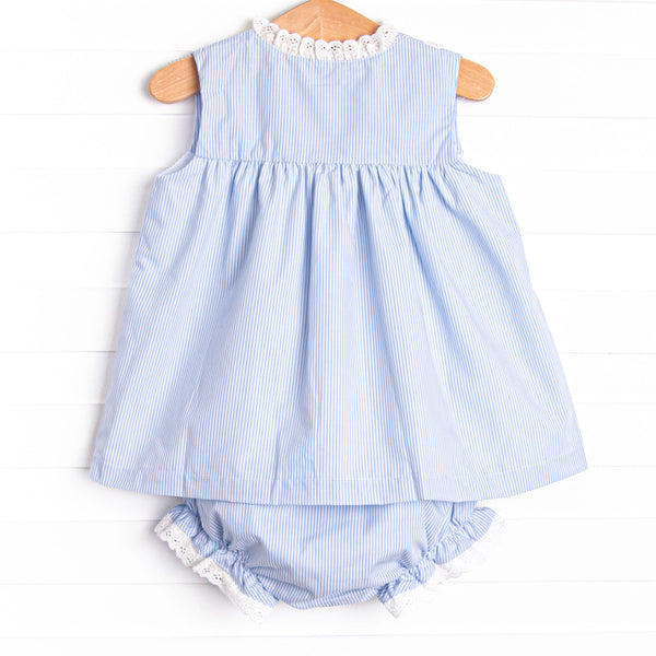 Bleu: Louise Applique Diaper Set, Blue