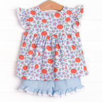 Apple Fields Ruffle Short Set, Blue