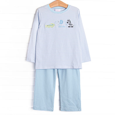 Zoo Park Pals Applique Pant Set, Blue