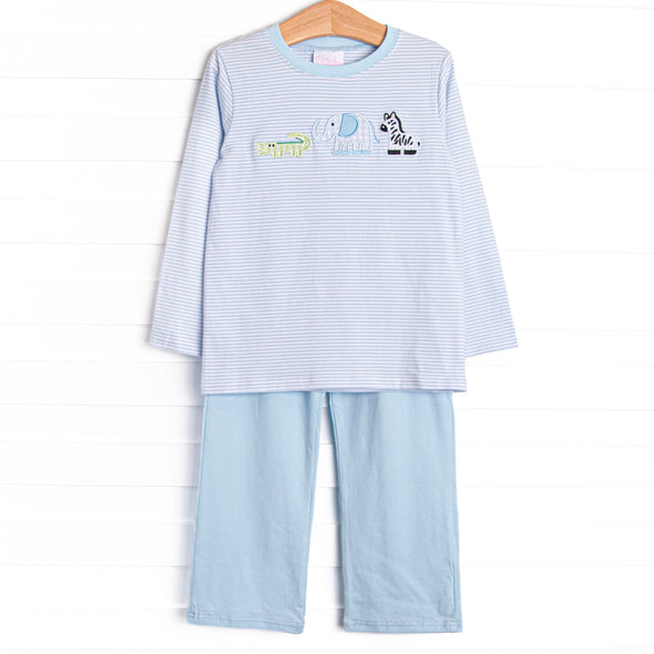 Zoo Park Pals Applique Pant Set, Blue