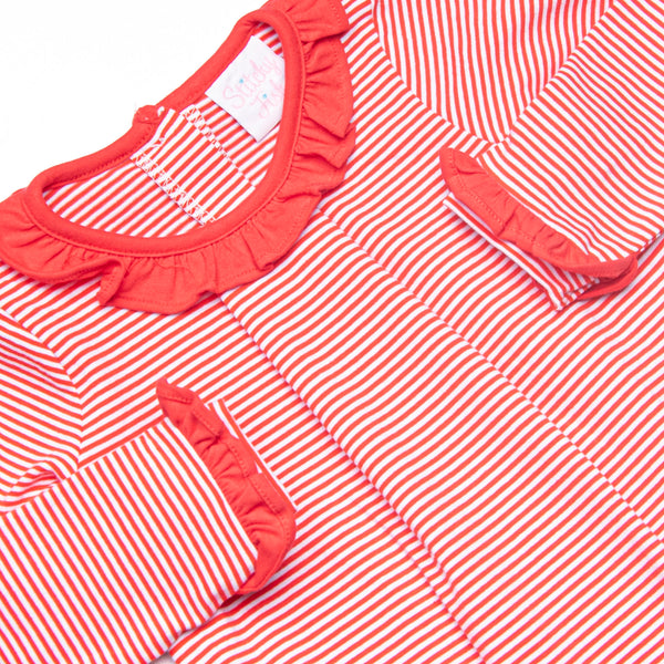 Lizzie Long Sleeve Bubble, Fire Red Stripe
