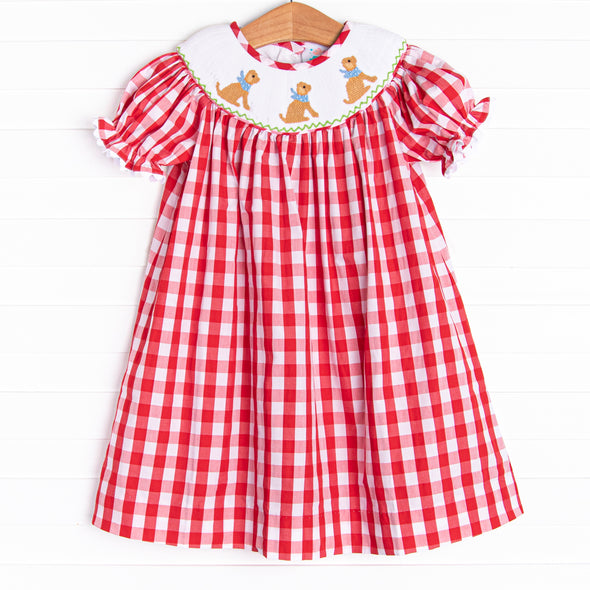 Lovable Lab Smocked Bishop Dress, Red