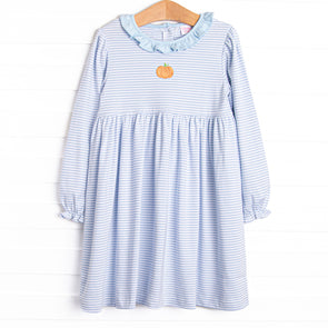 Pumpkin Patch Pick Pima Embroidered Dress, Blue