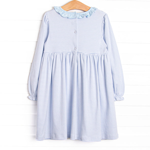 Pumpkin Patch Pick Pima Embroidered Dress, Blue