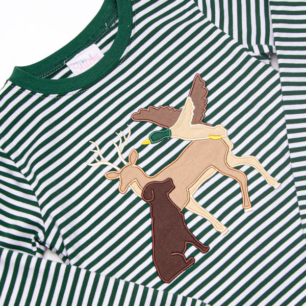 Hillside Hunt Applique Pant Set, Hunter Green