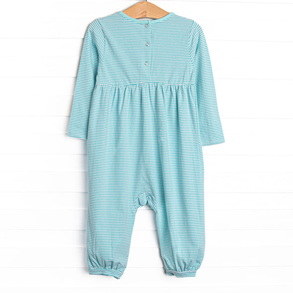 Jurassic Journey Applique Romper, Green Stripe