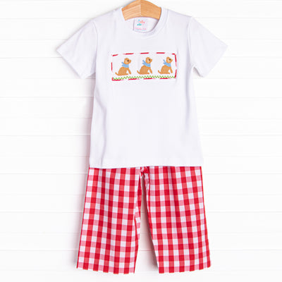 Lovable Lab Smocked Pant Set, Red